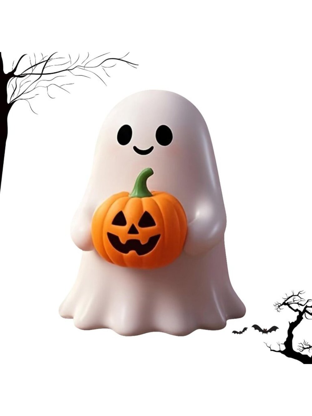 Halloween Yellow Pumpkin Ghost Figurine Funny Ghost Statue for Gifts Home Decor